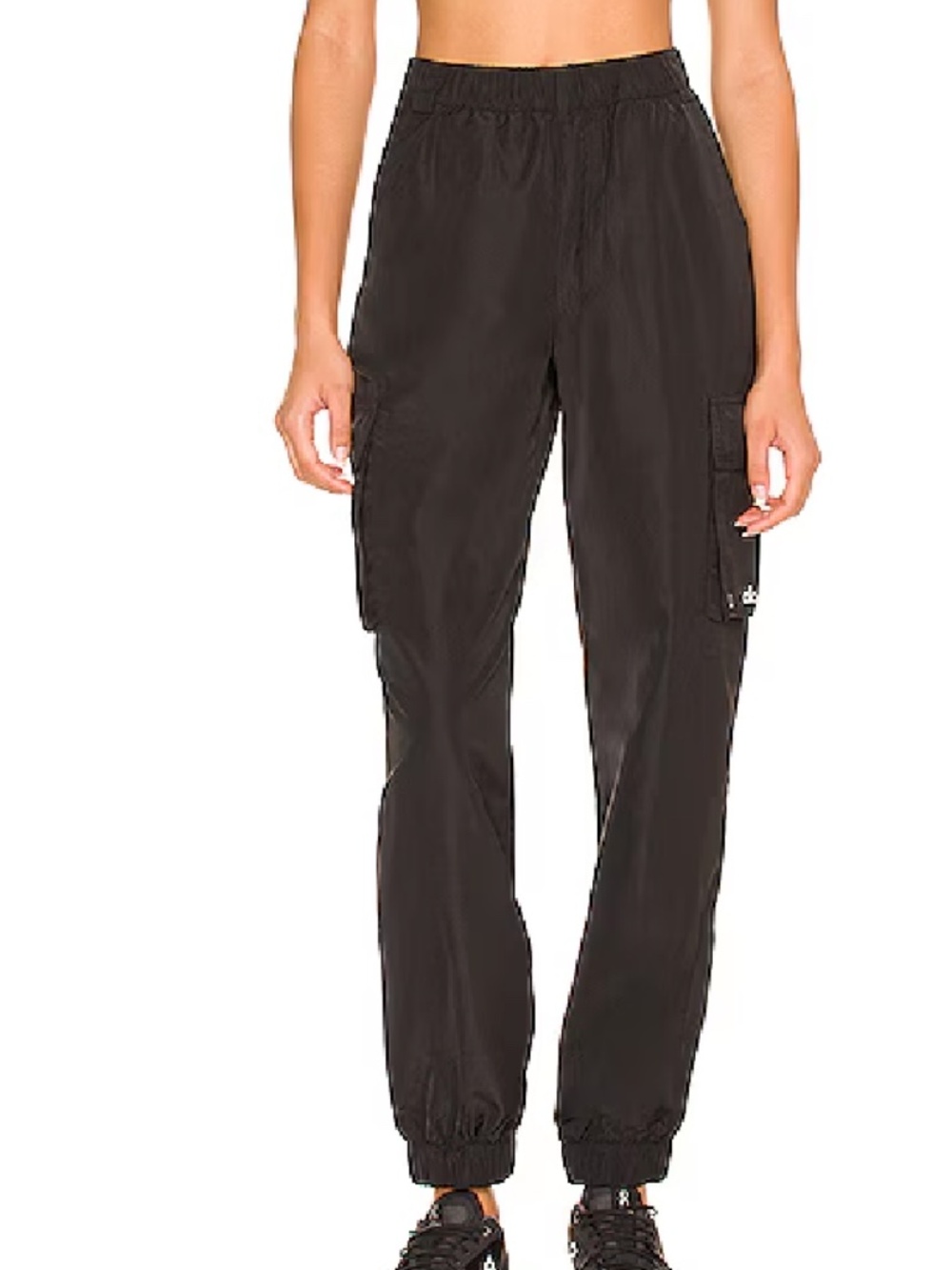 ALO It Girl Nylon Ripstop Track Pant, Black, Size Small